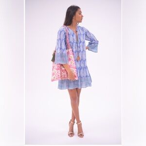 Bell Holly Dress in Blue Turq Paisley XS